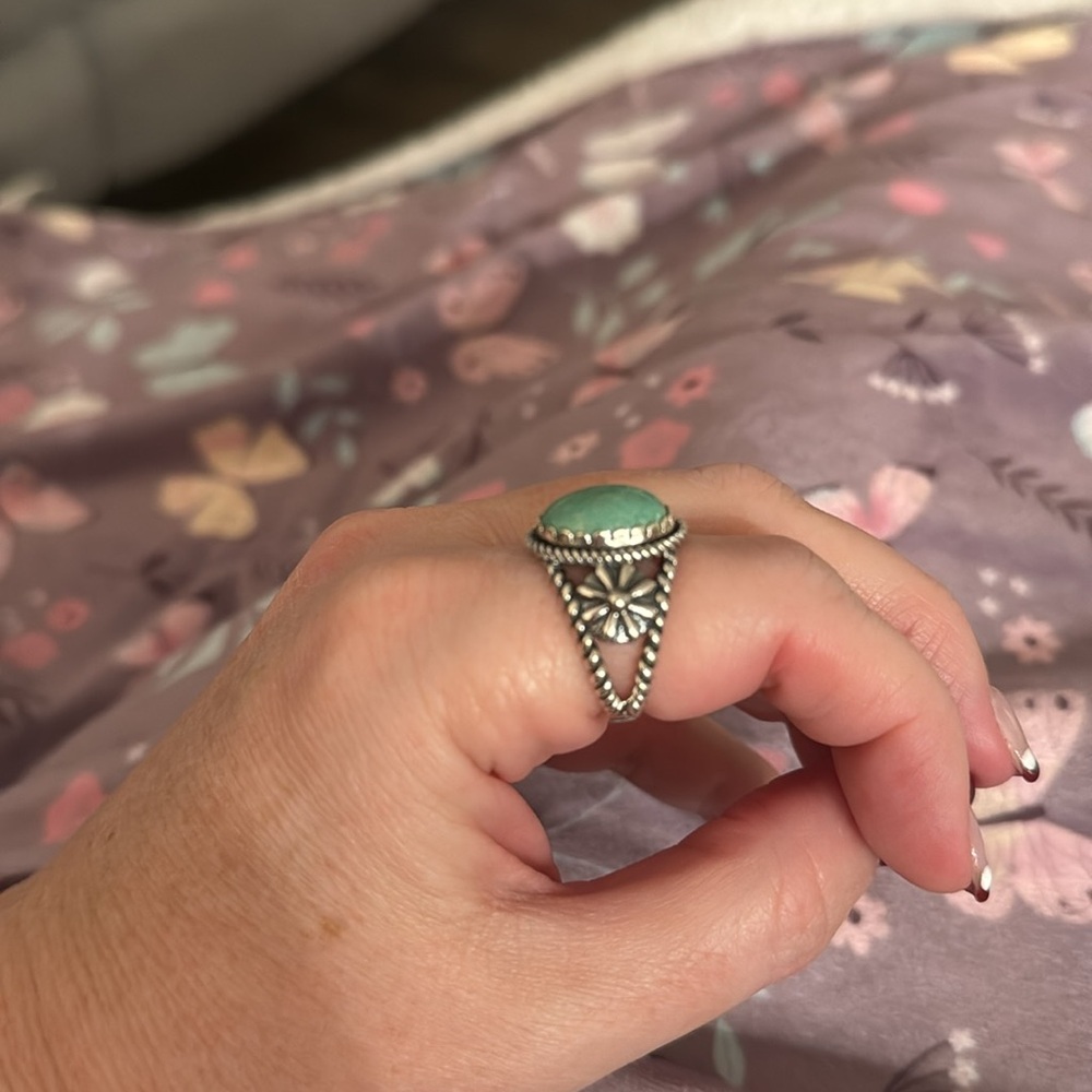 American west turquoise gem sterling silver ring size 8 - Picture 2 of 8